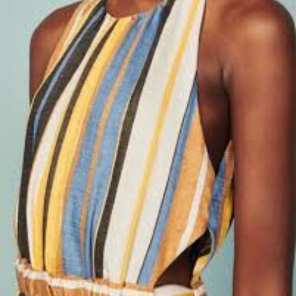 Sandro taila striped linen-blend maxi dress Size - 38/US 6 - Picture 4 of 16